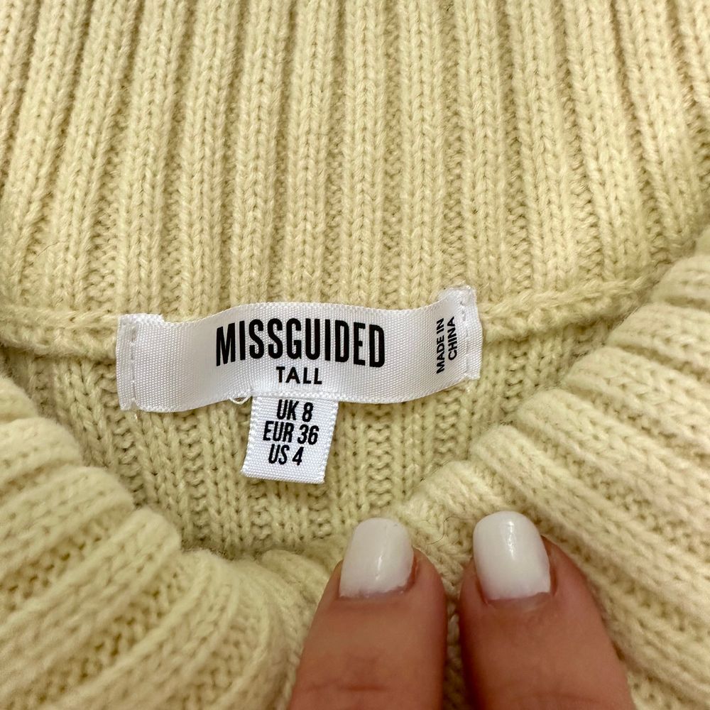 Missguided cream quarter zip long sleeve sweater knit midi dress size 4 tall - Picture 3 of 6